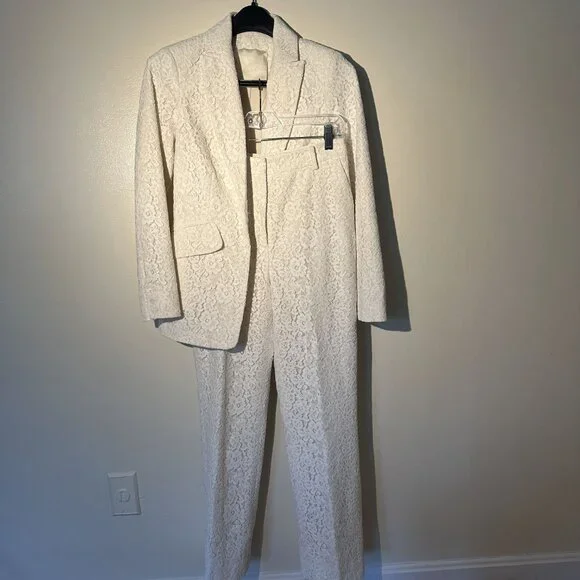 Anthropologie BHLDN Burton Suit Jacket White Lace Size 0 - Picture 11 of 11